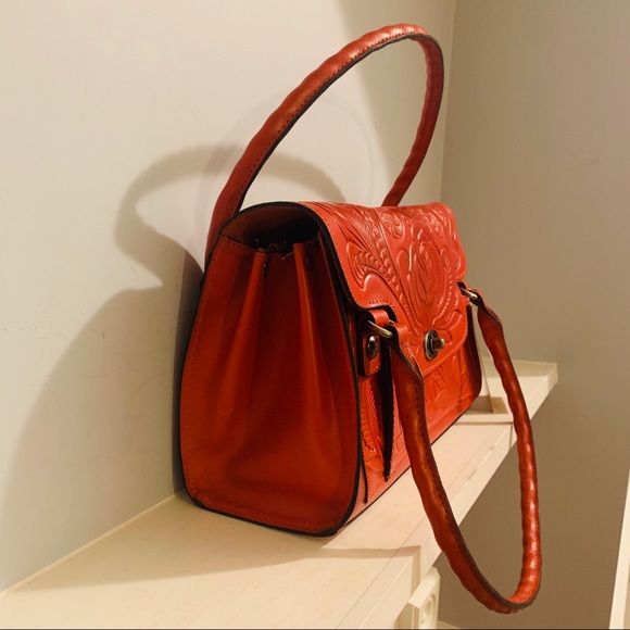 Patricia Nash Sanabria Tooled Rose Orange Satchel - Picture 2 of 7